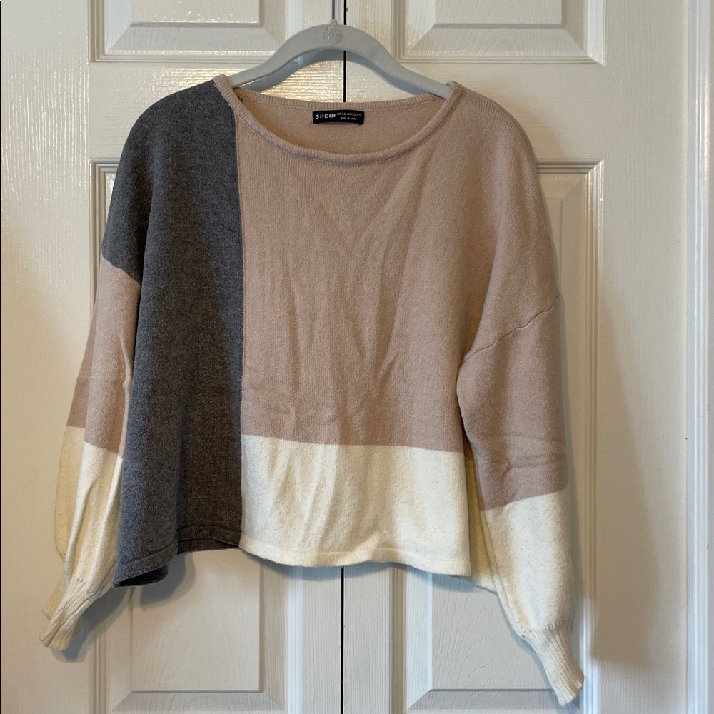 Cropped Color Block Sweater